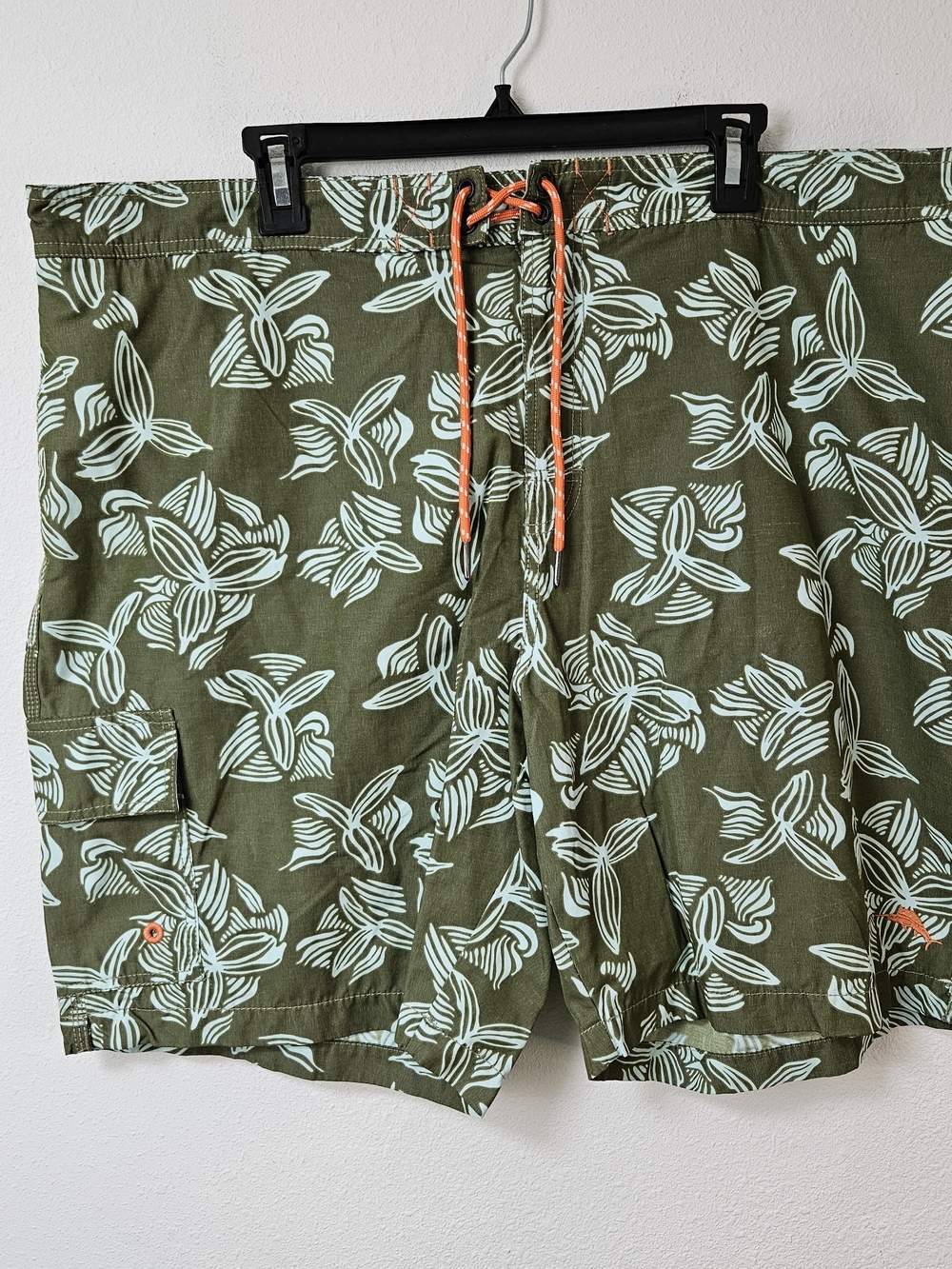 Tommy Bahama Men's Olive Floral Swim Trunks with Orange Drawstring Size XXL